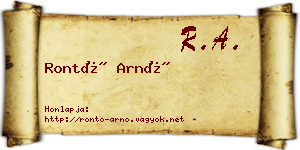 Rontó Arnó névjegykártya